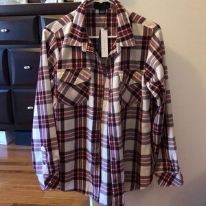 Sanctuary oversized boyfriend plaid shirt